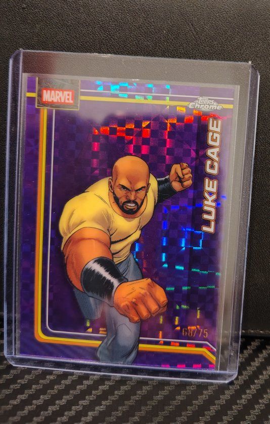 2026 Topps Chrome Marvel Luke Cage Purple Refractor Trading Card (68/75)