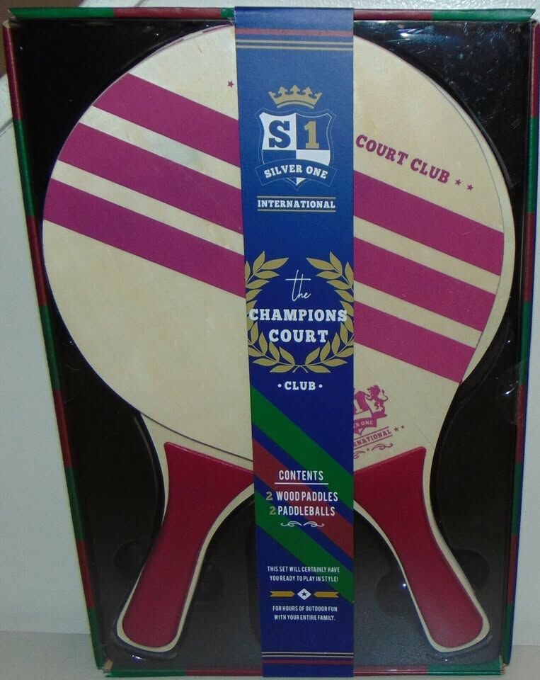 Silver One International The Champions Club Court 2 Wood Paddles 2 Paddleballs