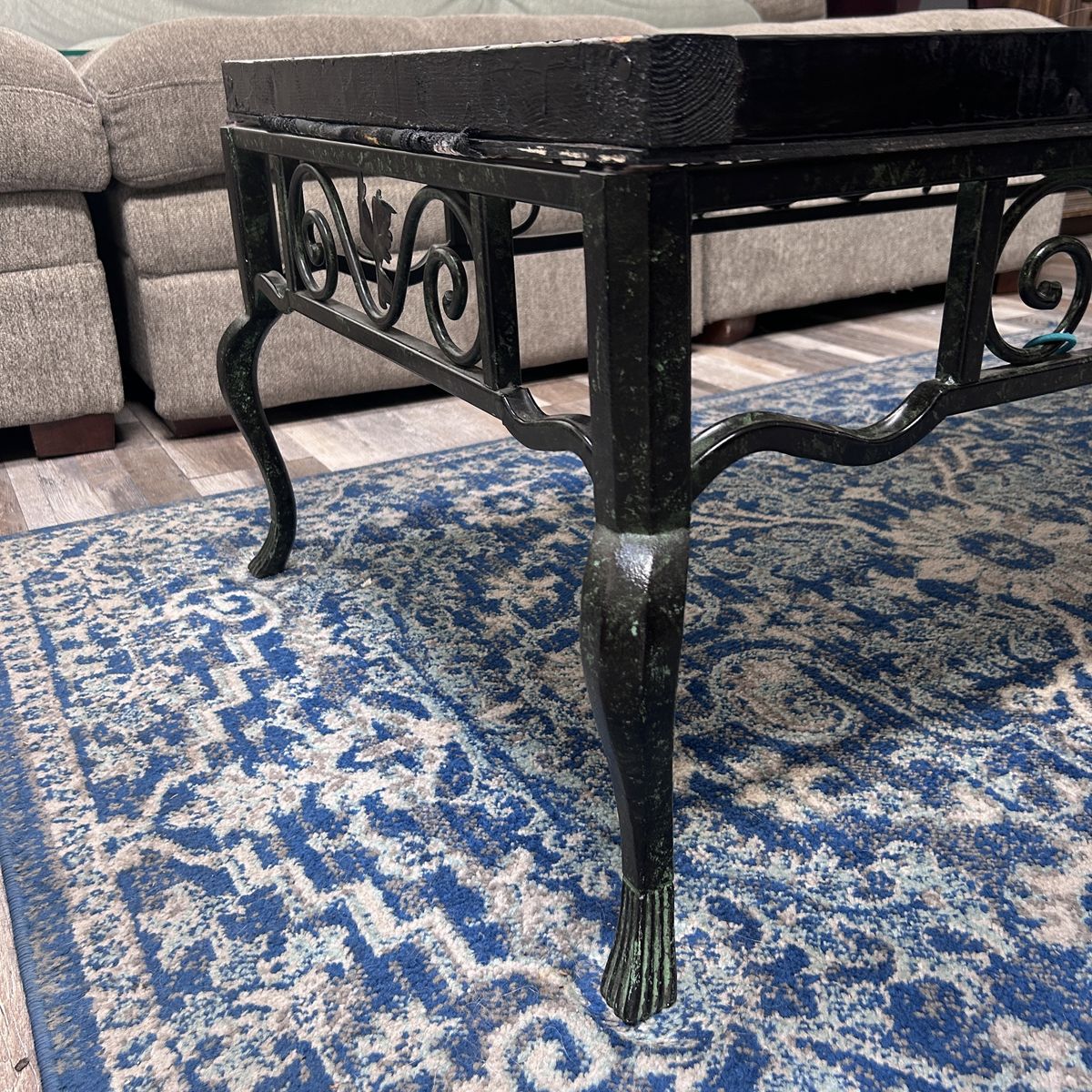 Set Coffee & End Table Medal Frame & Glass Top