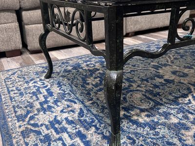 Set Coffee & End Table Medal Frame & Glass Top