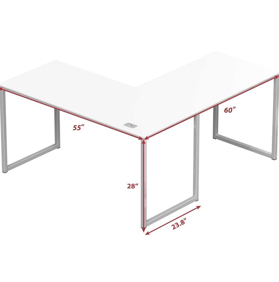 Modern White L-Shaped Computer Corner Desk (60" x 55")