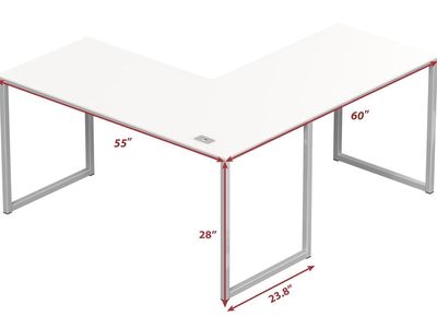 Modern White L-Shaped Computer Corner Desk (60" x 55")