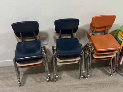 Set of Stackable Children's Classroom Chairs - Chrome Legs