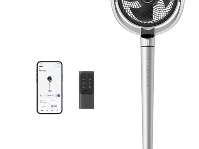 DREO PolyFan 704S Oscillating Pedestal Fan with Remote & App Control, Omni-directional, Silver