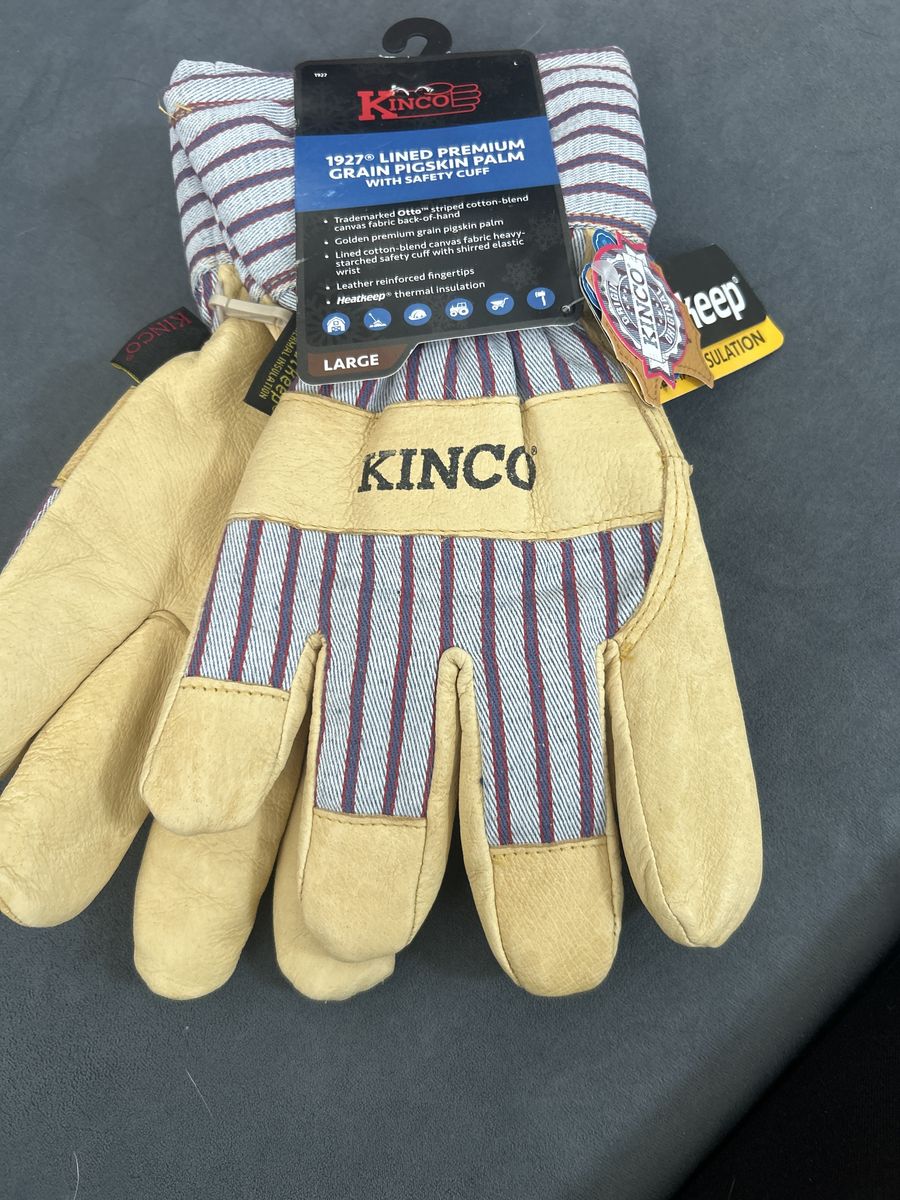 Kinco 1927 Lined Premium Grain Pigskin Palm Work Gloves Size Large