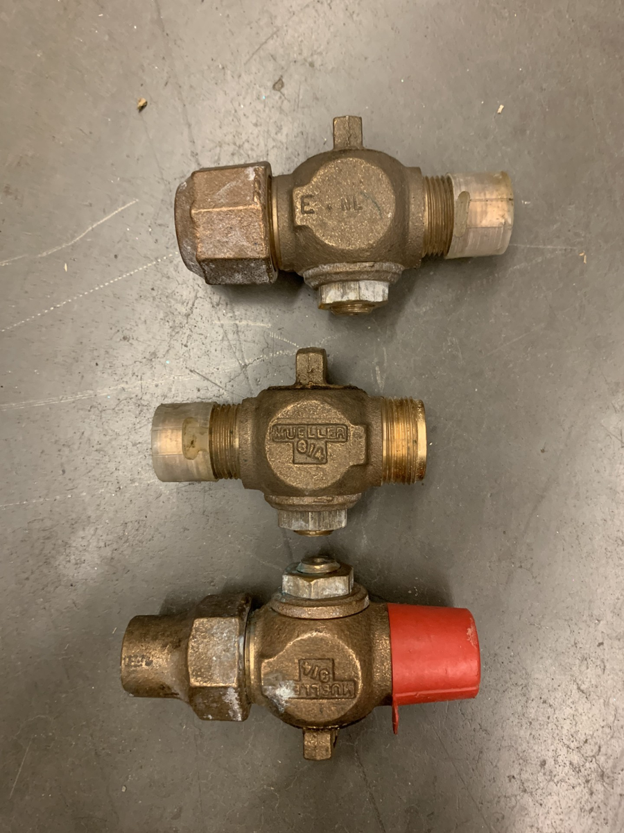 Mueller Brass Stop Valves Qty. 3