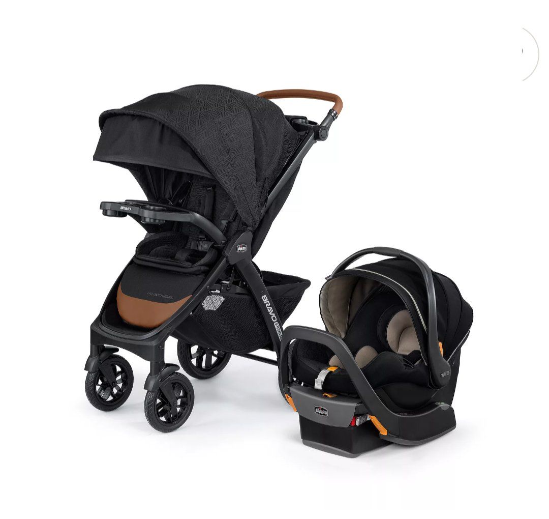 Chicco Bravo Primo Travel System: Stroller & KeyFit 35 Infant Car Seat in Black/Brown