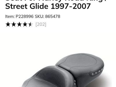 Mustang Standard Touring Seat for Harley Road King / Street Glide 1997-2007 - Black, Studded