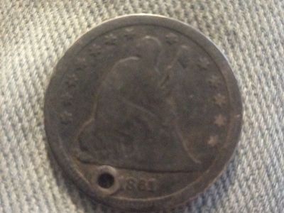 1861 San Francisco seated quarter coin read below