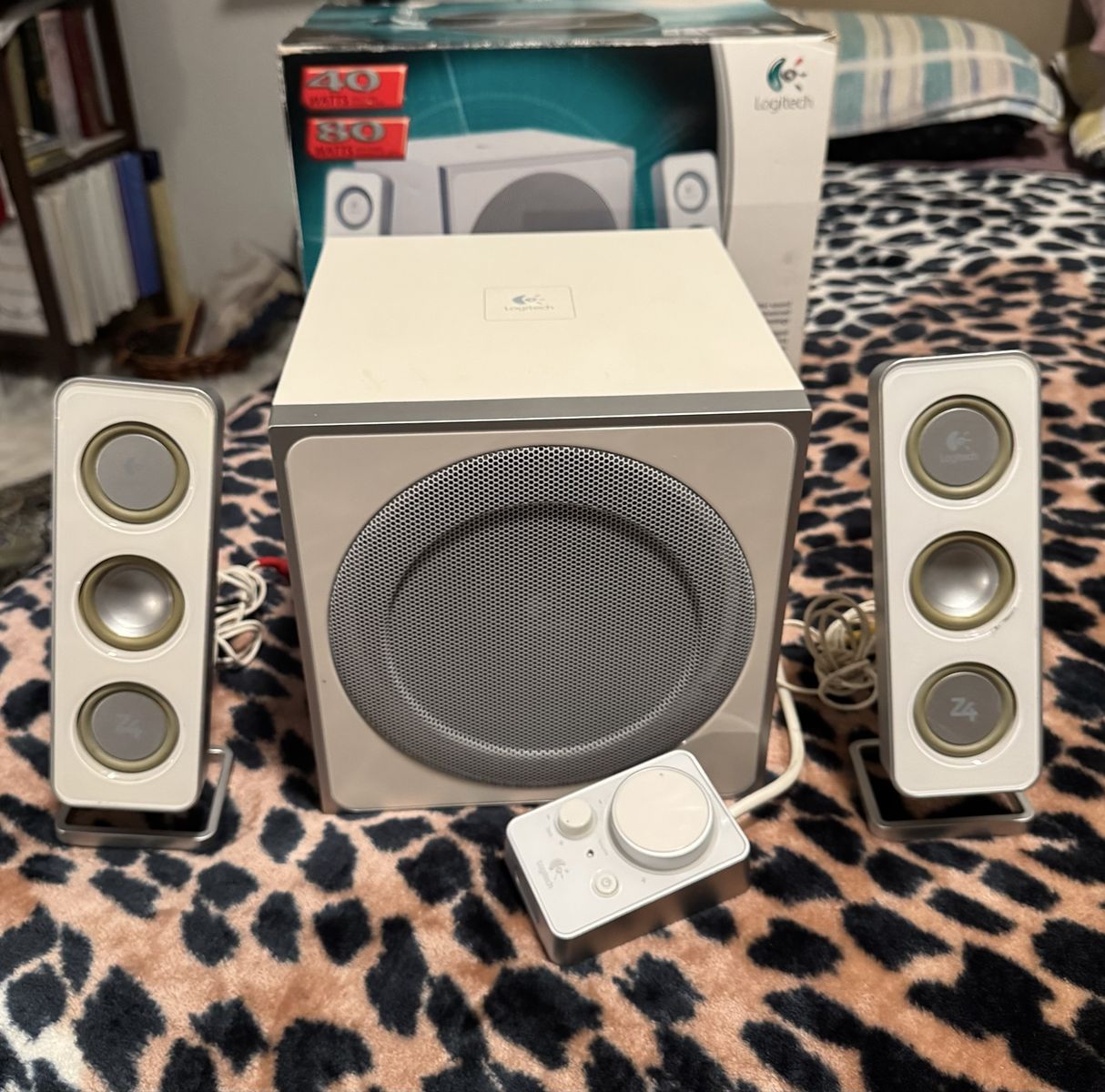 Logitech Z-4i Three Piece Computer Speaker System White Color