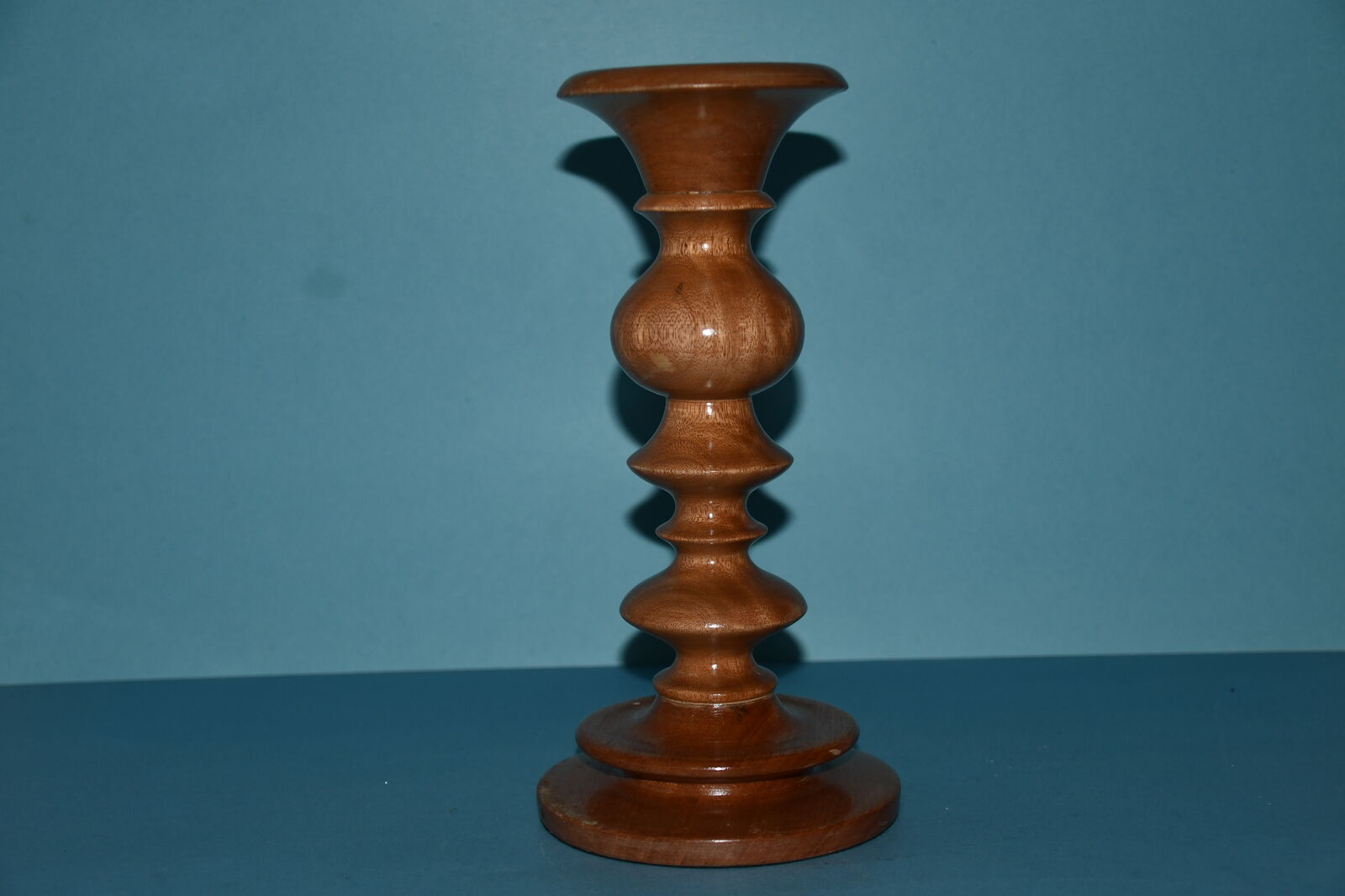 POTTERY BARN "FRUIT WOOD" CANDLE HOLDER ~ HEIGHT 11" ~  IT HOLDS a 3" CANDLE ~ VERY NICE!