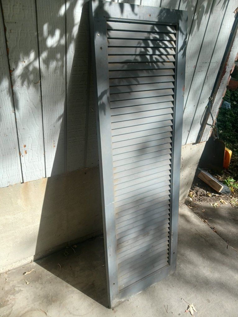 10 - Vintage Louvered Window Shutters, Gray Rustic Decor. 