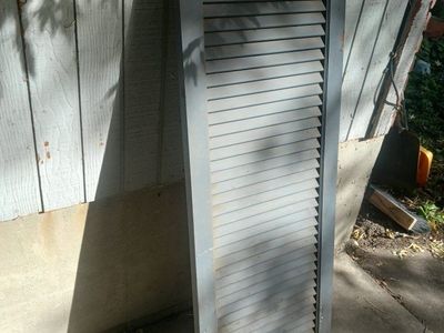 10 - Vintage Louvered Window Shutters, Gray Rustic Decor.