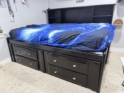 Storage Bed With Bookshelf Full Size