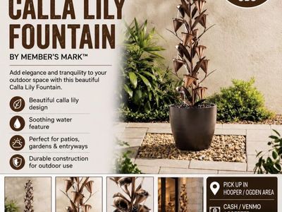 Member's Mark Outdoor Calla Lily Fountain - Brand New in Box, Soothing Water Feature for Patio/Garden