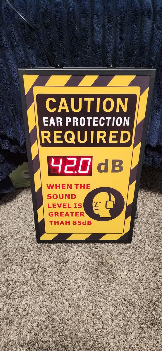 Relaxweex Digital Sound Decibel Meter Sign Caution Ear Protection Wall Mount