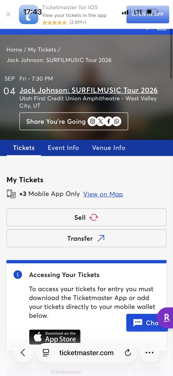 3 Jack Johnson: SURFILMUSIC Tour 2026 Tickets - General Admission Pit at Utah First Credit Union Amphitheatre