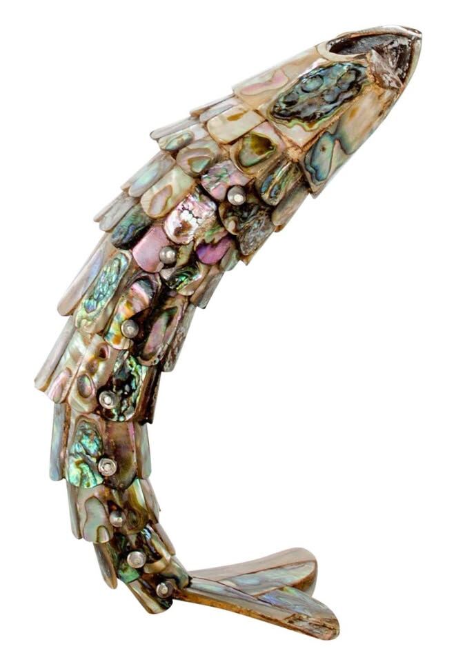 Vintage Los Castillo Articulated Abalone Shell Fish Bottle Opener