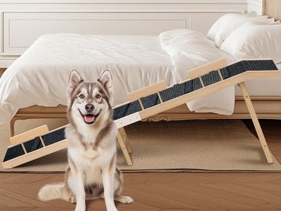 74" Durable Wood Folding Dog Ramp, 200LBS