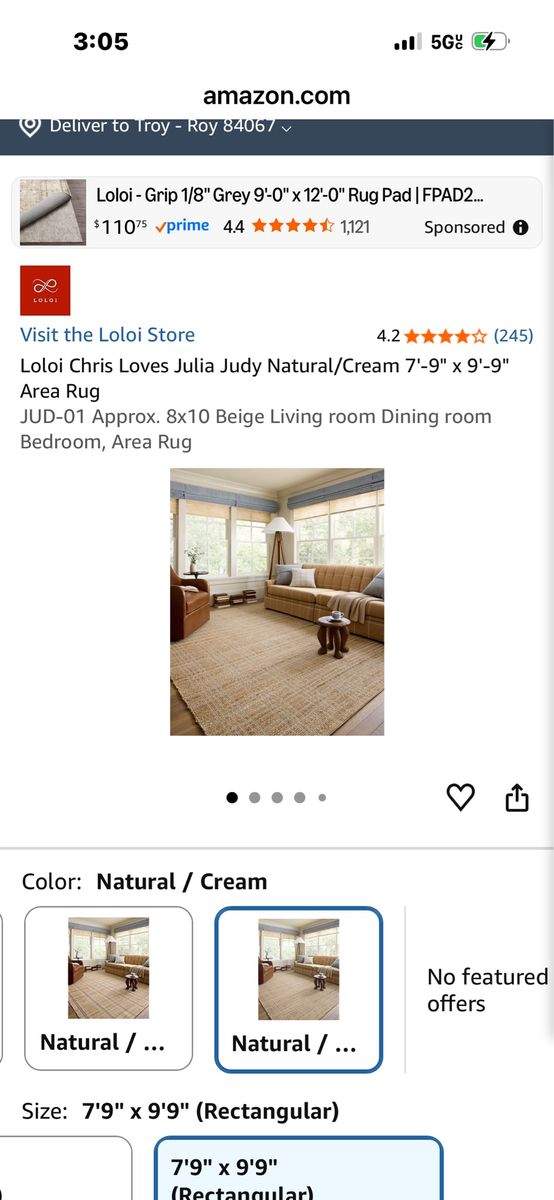 Loloi x Chris Loves Julia Judy Natural/Cream 7'9" x 9'9" Area Rug