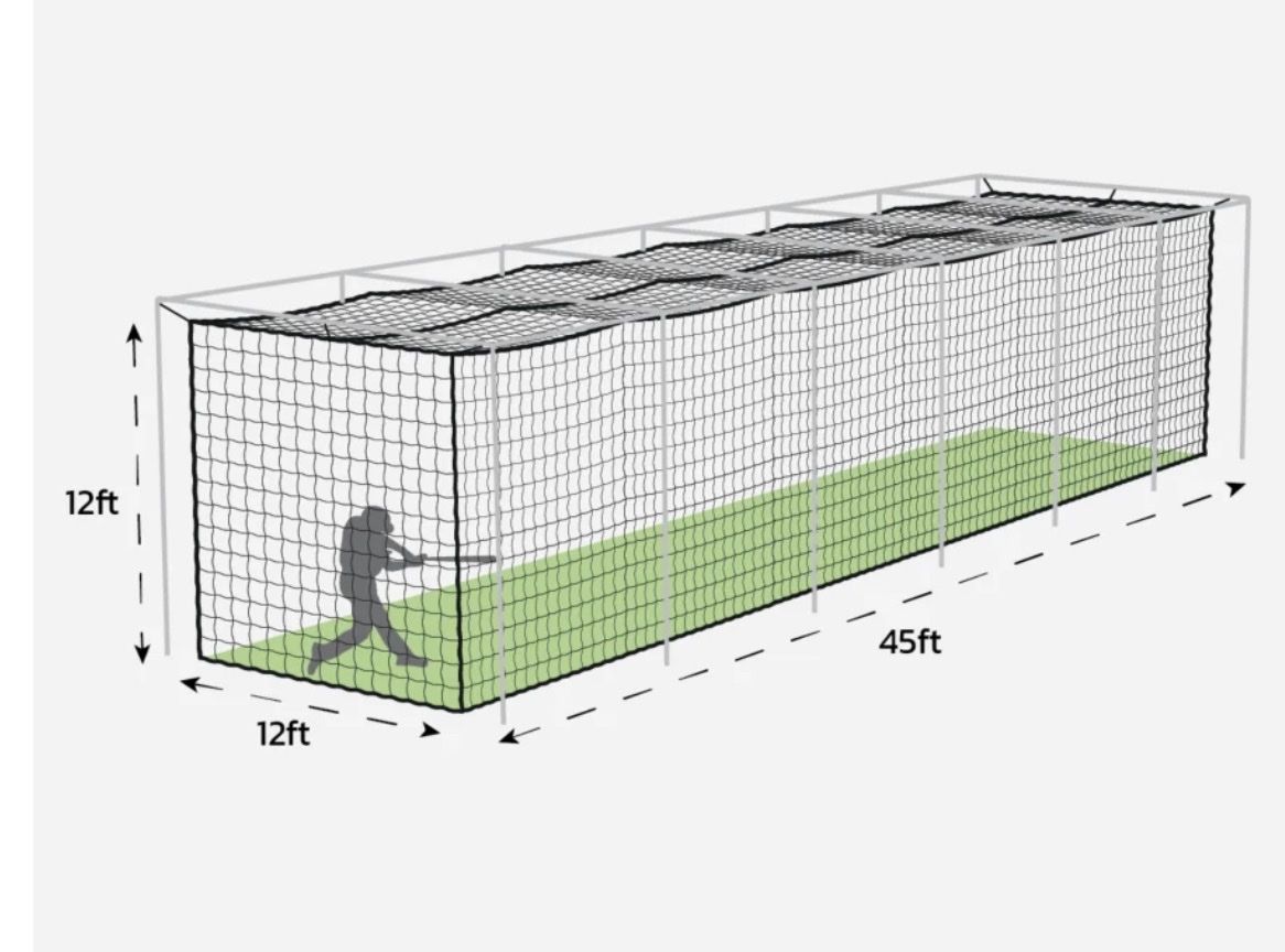 Baseball Batting Cage Net - 12x12x45 ft, #42