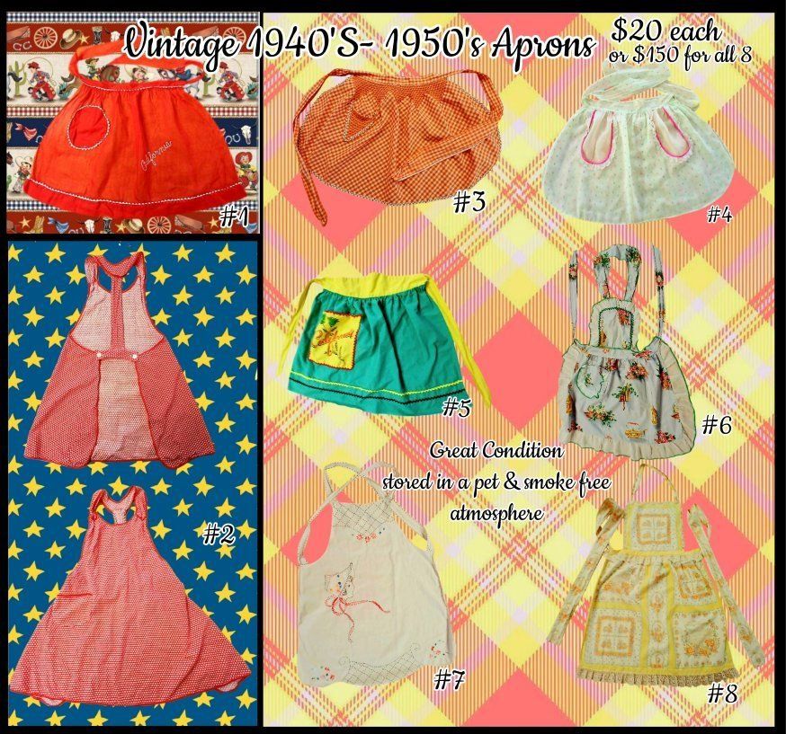 VINTAGE 1940'S-1950's Aprons ( 1-,1990's)