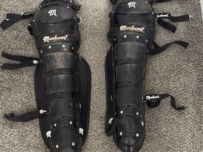 Markwort Black Adult Baseball/Softball Catcher's Leg Guards - Used