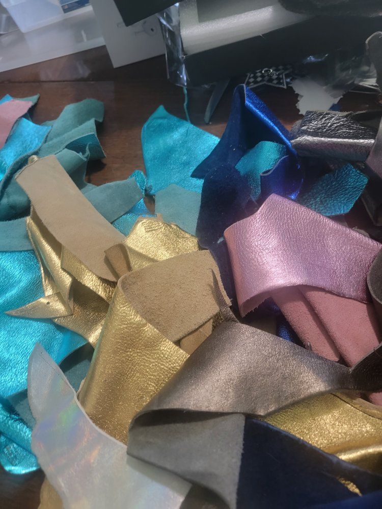 Assorted Metallic Leather Scraps Lot for Crafting and DIY colors!!!