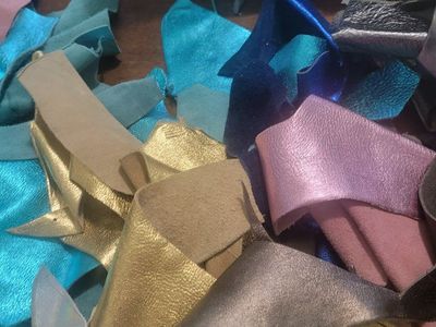 Assorted Metallic Leather Scraps Lot for Crafting and DIY colors!!!