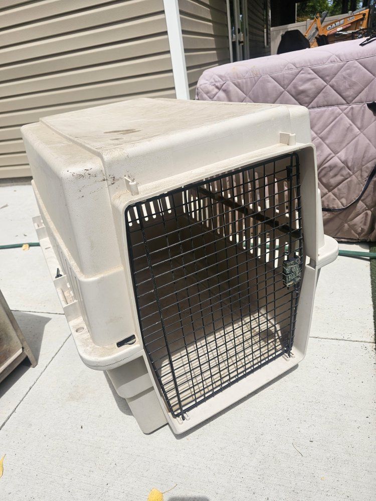 Used Beige Pet Carrier - Airline Approved Hard-Sided Travel Crate