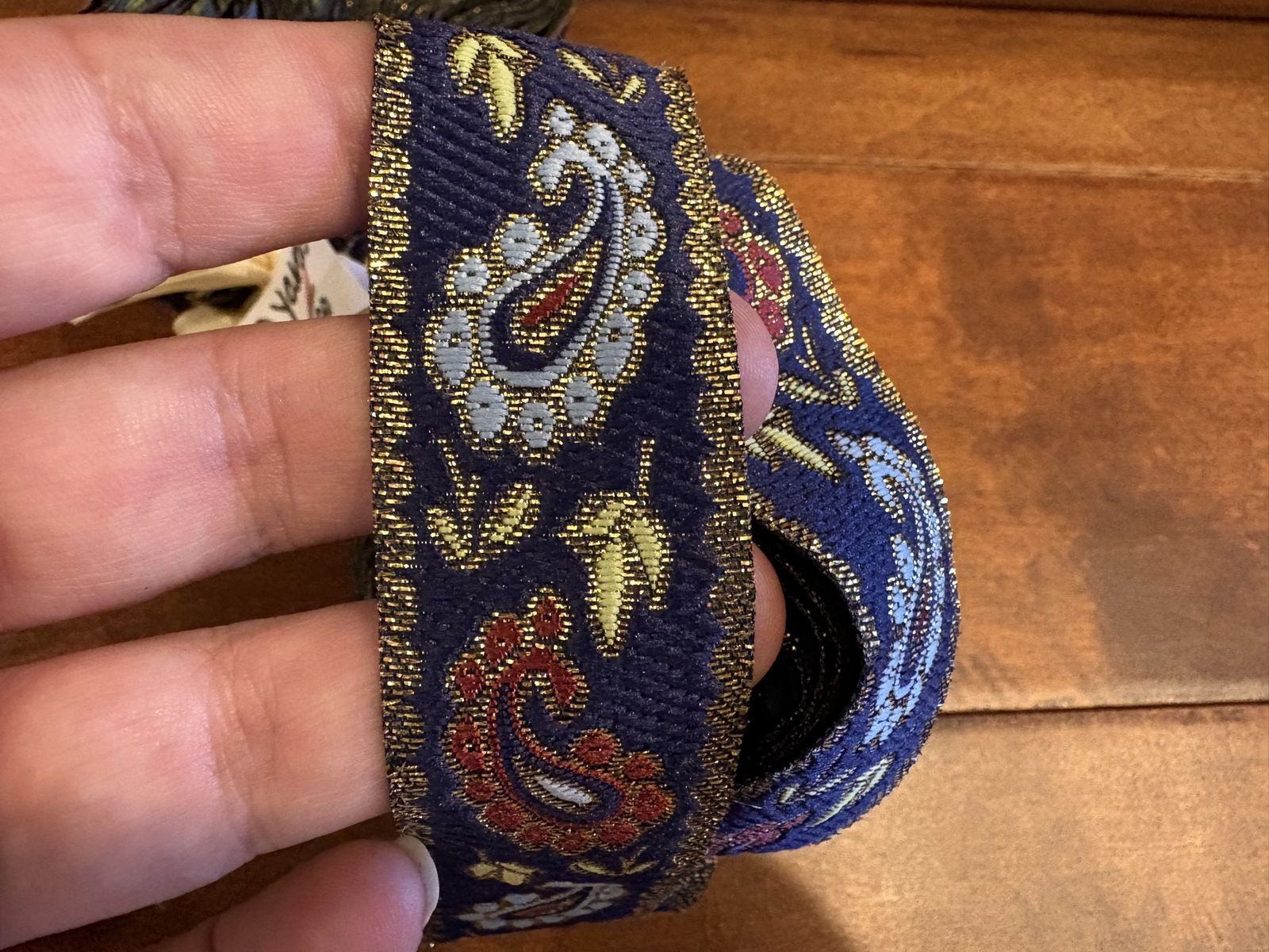 20 Yards of Navy W/ Paisley & Gold Tapestry Ribbon