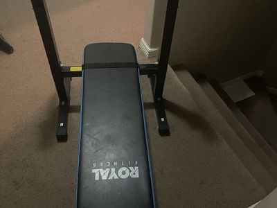 Royal Fitness Weight Bench with Squat Rack - Black/Blue Adjustable Incline/Decline