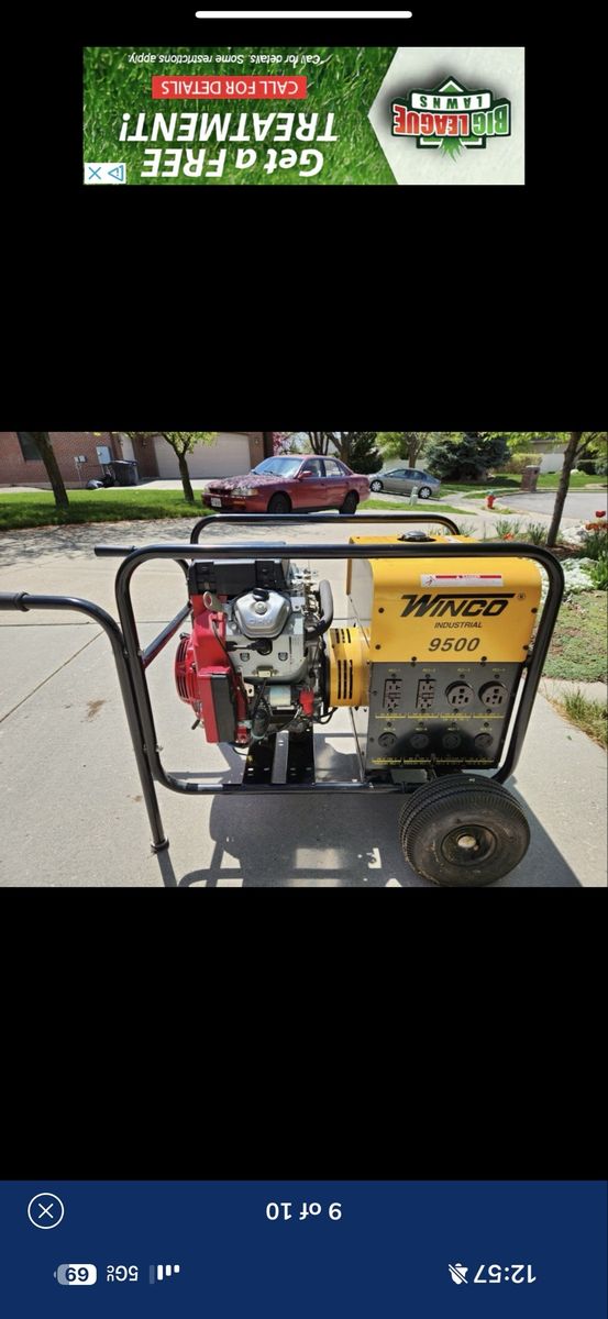 Winco Industrial 9500 Generator with Honda 18.0 V-Twin Engine - Low Hours