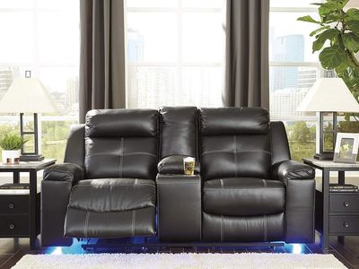 Black leather loveseat recliner