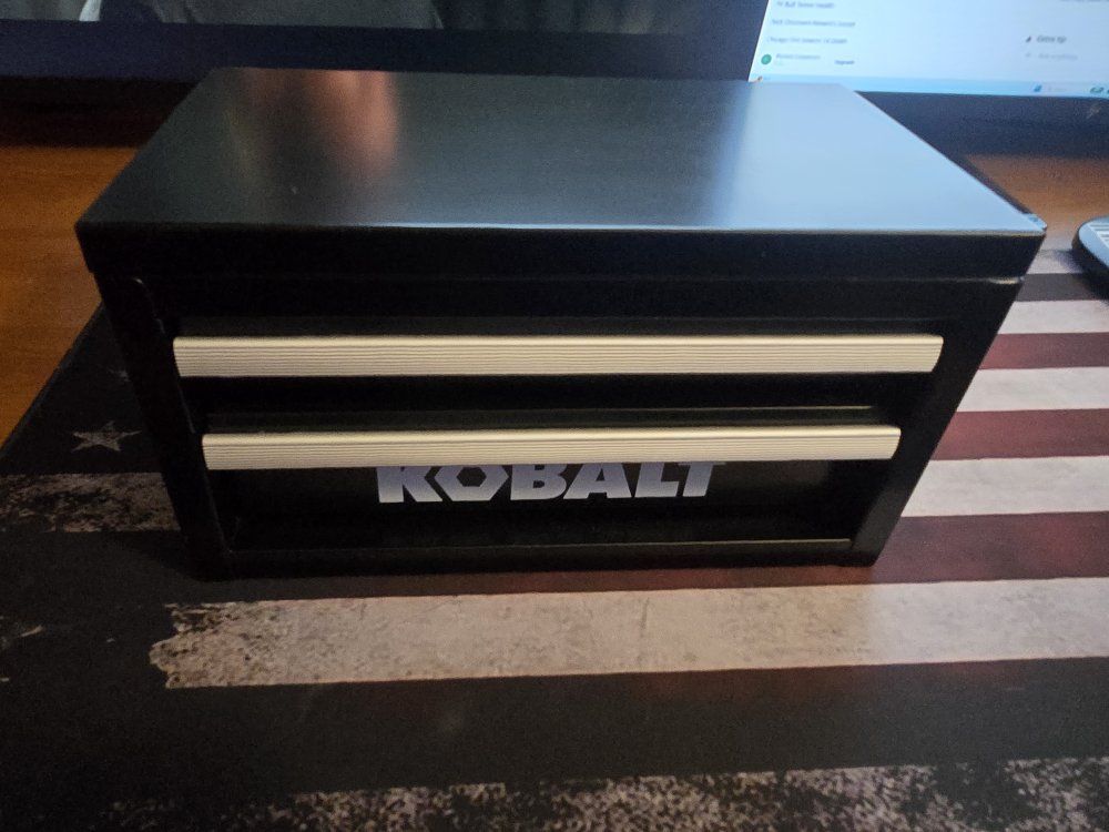 Kobalt 2-Drawer Mini Tool Box Black Steel Storage Organizer Top Chest Cabinet