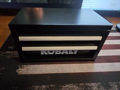 Kobalt 2-Drawer Mini Tool Box Black Steel Storage Organizer Top Chest Cabinet