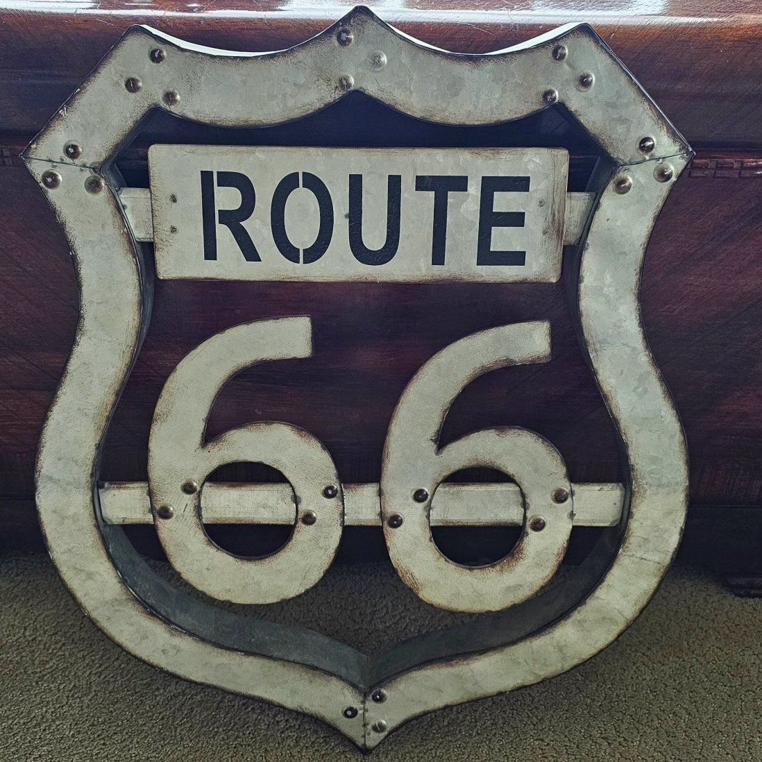 Galvanized Metal Route 66  25"×20"