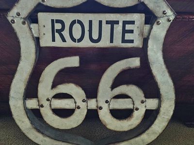 Galvanized Metal Route 66 25"×20"