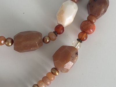 Handmade Multi-Strand Gemstone Beaded Chain Necklace - Earth Tones