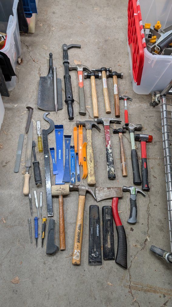 Hammers, pry bars, pliers, extension cords