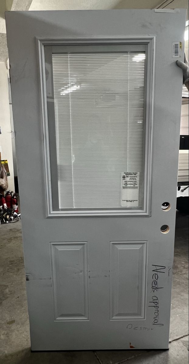 32" x 80" Left-Hand/Inswing 2 Panel 9 lite with Blinds Clear Glass Steel Front Door