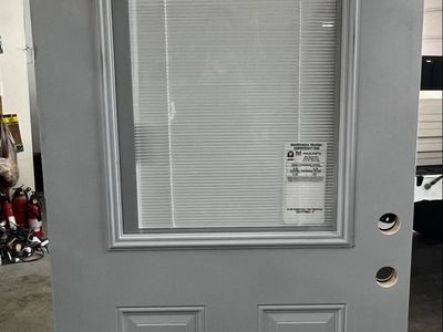 32" x 80" Left-Hand/Inswing 2 Panel 9 lite with Blinds Clear Glass Steel Front Door