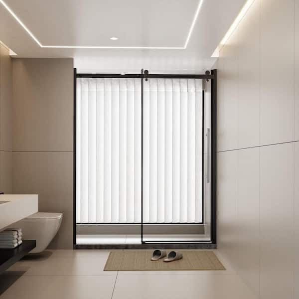 60 in. W x 72 in. H Sliding Semi-Frameless Shower Door