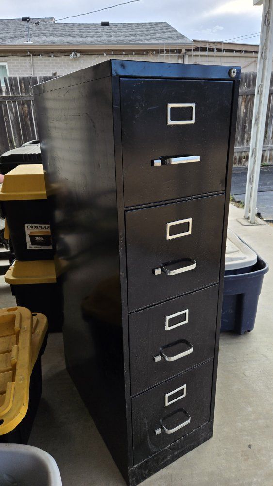 Black Metal 4-Drawer Vertical Filing Cabinet Office Storage