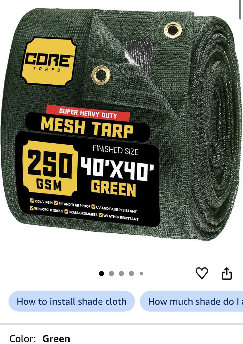 Core Tarps Super Heavy Duty Mesh Tarp 40' x 40' Green 250 GSM