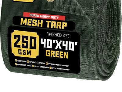 Core Tarps Super Heavy Duty Mesh Tarp 40' x 40' Green 250 GSM