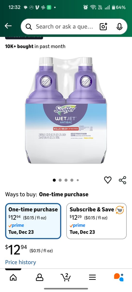 Swiffer wet jet 2/packs