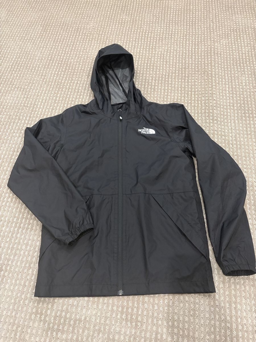 North Face Boy's Black Hooded Waterproof Rain Jacket - Size L (14-16) - Excellent Condition