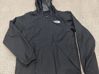 North Face Boy's Black Hooded Waterproof Rain Jacket - Size L (14-16) - Excellent Condition