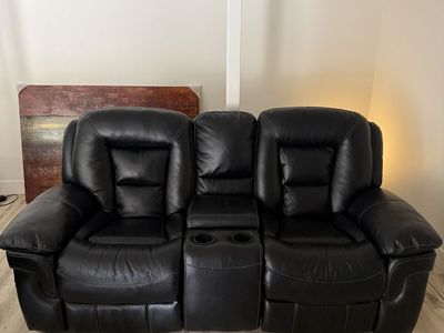 Leather recliner couch